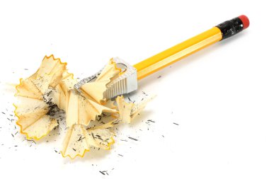 Sharpening pencil and wood shavings clipart