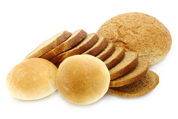 Pão cortado e pequenos loafs — Fotografia de Stock