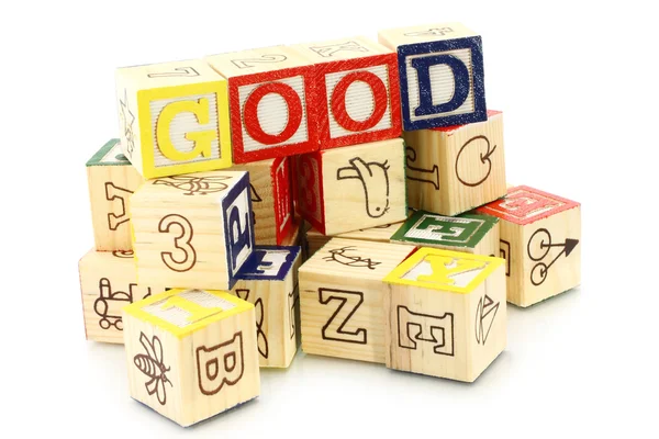 Wooden cubes made the word good — Stock Photo, Image