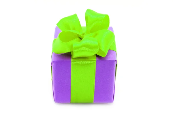Present box with green bow — Stock Photo, Image