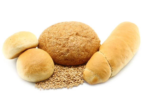 Pan y bollos con trigo — Foto de Stock