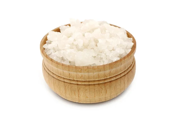 Sea salt in a wooden tableware — Stock Photo, Image