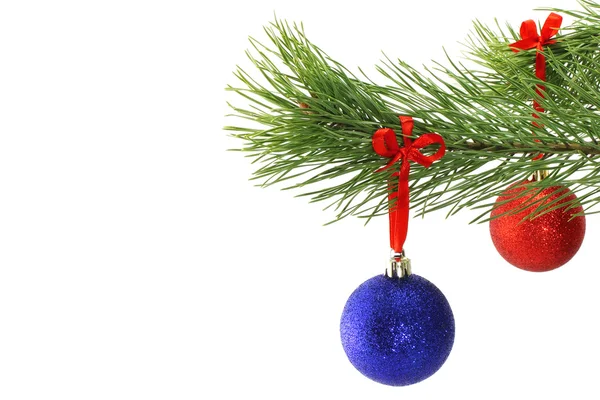 Branch of fir and Christmas balls — Stock Photo, Image