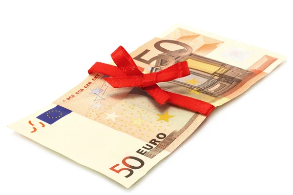 Money with red bow — Stock Photo, Image