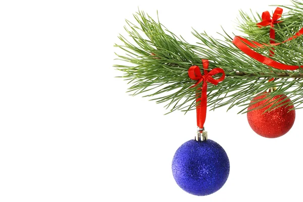 Branch of fir and Christmas balls — Stock Photo, Image