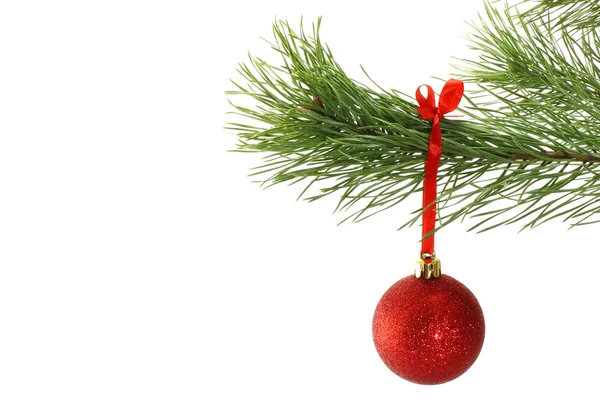 モミ、クリスマス ボールの枝 — ストック写真