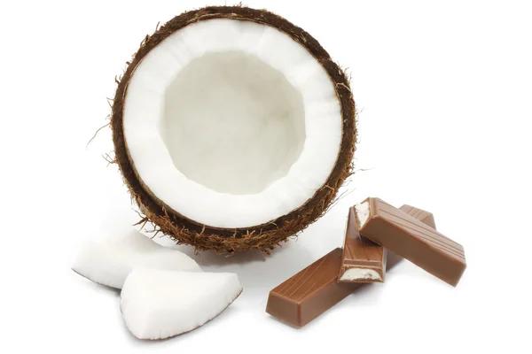 Fresh coconut and chocolate — Stock Photo, Image