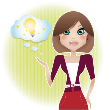 Pretty business woman presents her idea clipart