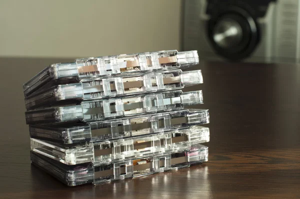 Pile of audio tape cassettes — Stock Photo, Image