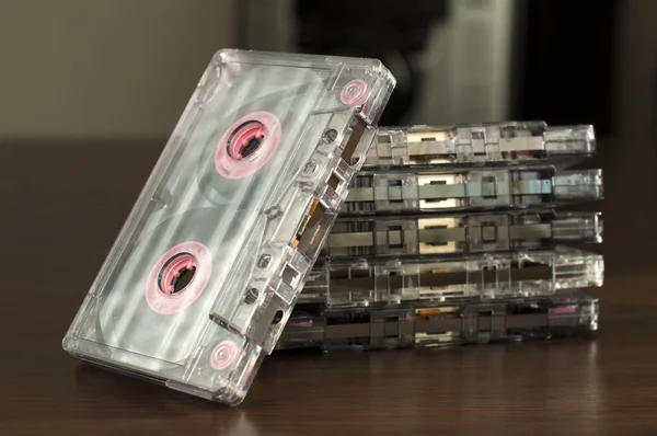 Pilha de cassetes de fita áudio — Fotografia de Stock