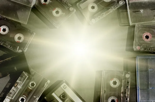 Gammaldags ljudband kassetter bakgrund — Stockfoto