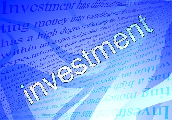 Text investment and blue background — Stock Photo, Image