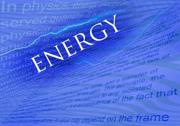 Tekst energii na niebieskim tle — Zdjęcie stockowe
