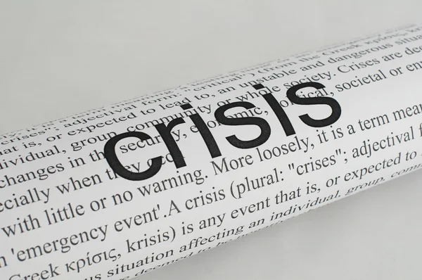 A papírra gépelt szöveggé válság — Stock Fotó