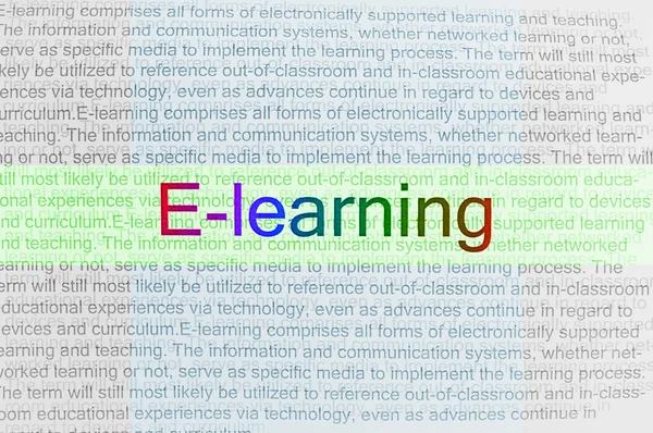 Texto mecanografiado E-learning on paper —  Fotos de Stock