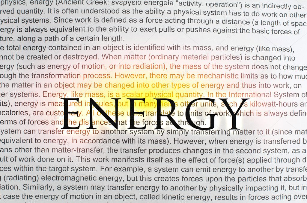 Typed text Energy on paper