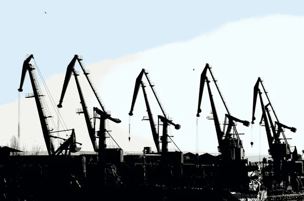 Gru portuali commerciali — Foto Stock
