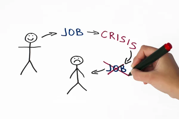 Ilustración de la concepción de empleo y crisis sobre blanco — Foto de Stock
