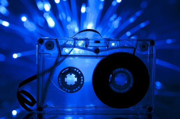 カセット テープと多色ライト — ストック写真