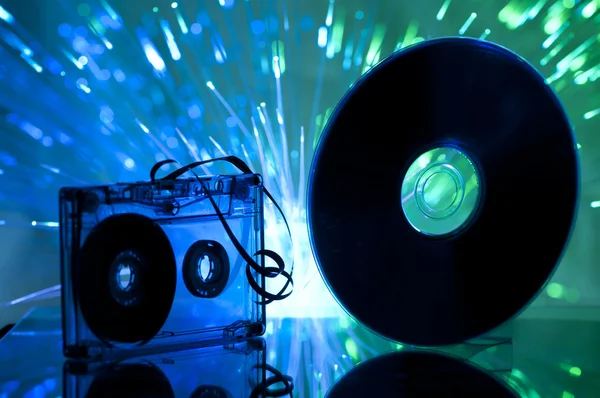 Fita cassete e CD — Fotografia de Stock