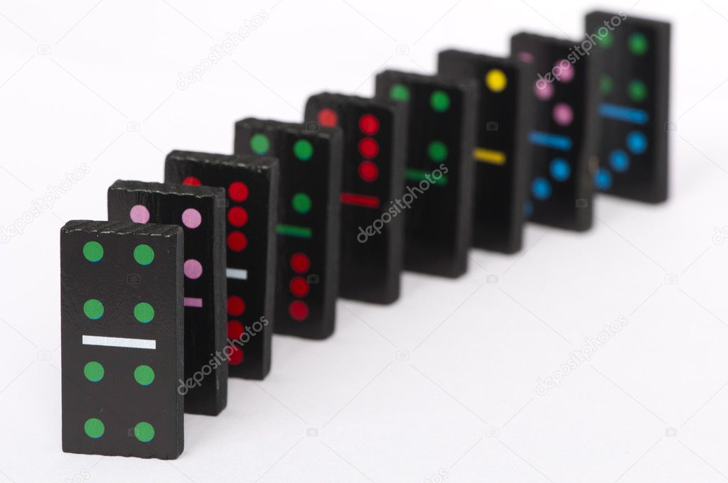 Multicolored domino pieces