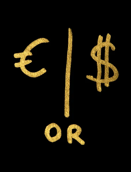 Euró vagy dollár koncepció. Arany színű szimbólum — Stock Fotó