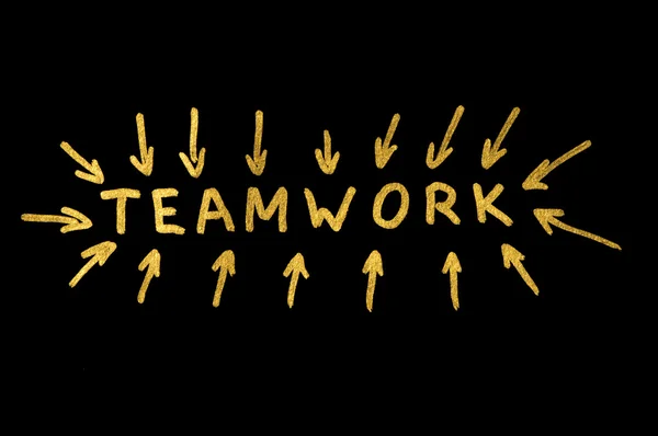 Teamwork-Text und Striche über Schwarz — Stockfoto