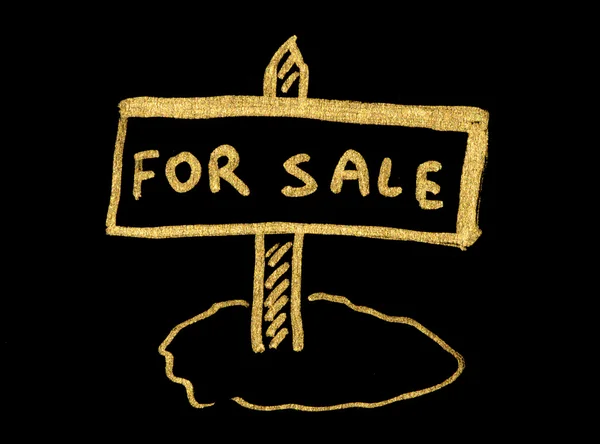 For sale gold color text — Stock Photo, Image