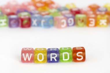 Text Words on colorful cubes over white clipart