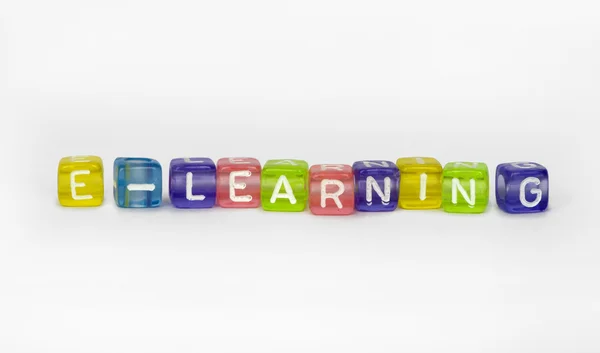 Text cE-learning on colorful wooden cubes — Stock Photo, Image