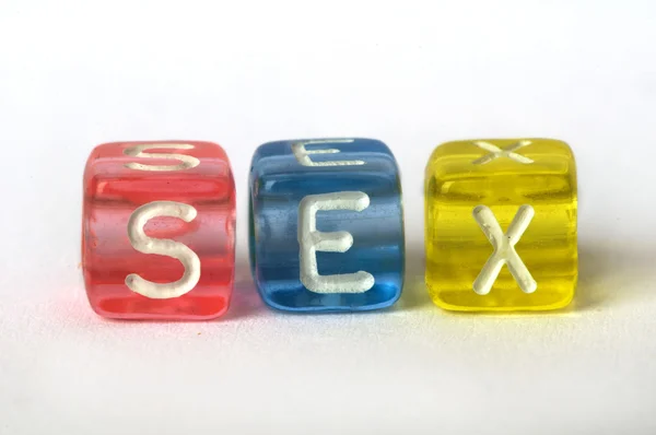 Tekst seks op kleurrijke kubussen — Stockfoto