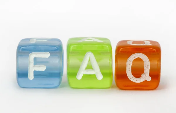 Texto FAQ sobre cubos de colores — Foto de Stock