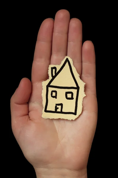 Yapılmış ev?? bej renkli kağıt — Stok fotoğraf