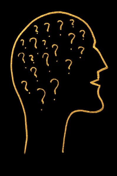 Head and question symbols inside — Stock Photo, Image