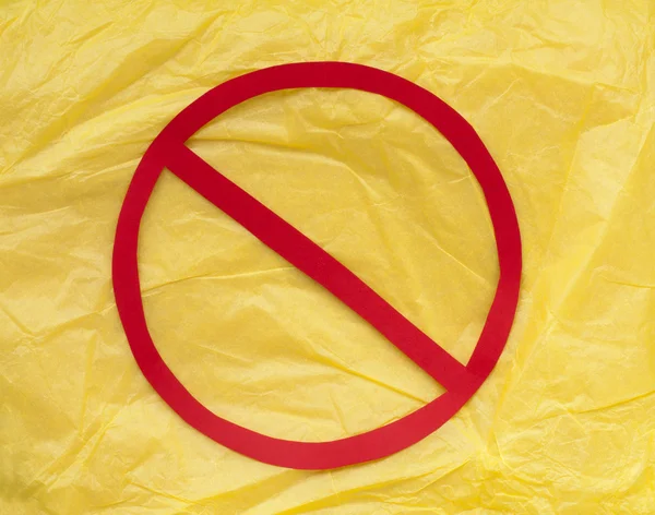 Stock image Yellow paper and prohibition sign