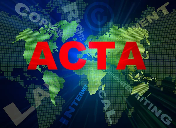 ACTA σύλληψη κείμενα και παγκόσμιο χάρτη — Φωτογραφία Αρχείου