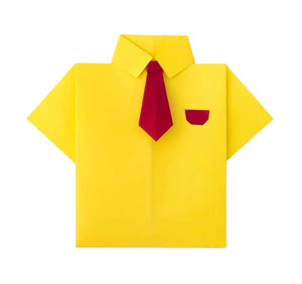 Origami yellow shirt with tie. — Stock Photo, Image