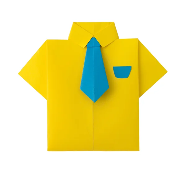 Camicia gialla Origami con cravatta — Foto Stock