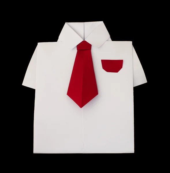 Origami white shirt with tie — Stock Photo, Image
