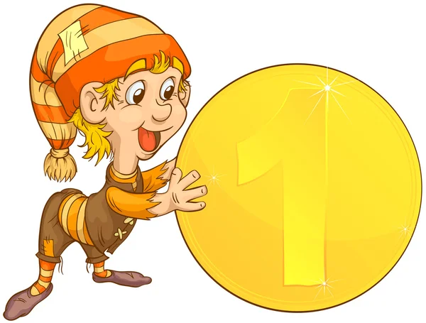 Gnome och mynt — Stock vektor
