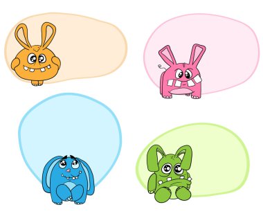 Four funny bunny clipart