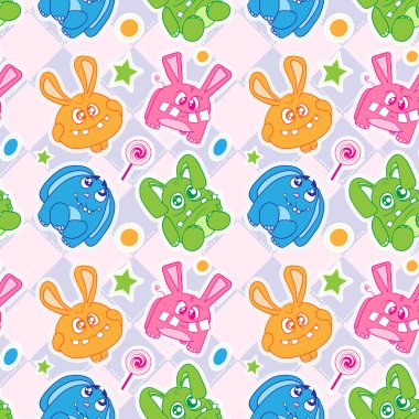 Funny bunny seamless wallpaper clipart