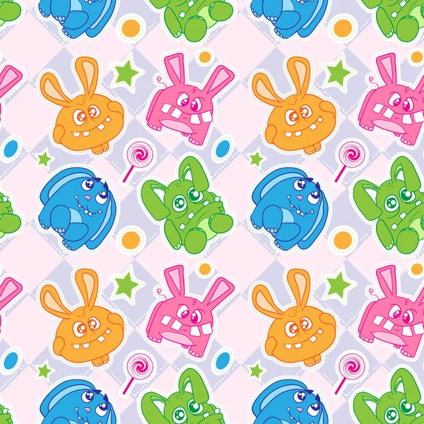 Funny bunny seamless wallpaper — Stock Vector
