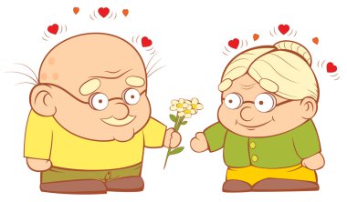 An old couple in love clipart