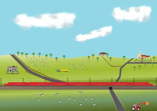Train rouge à grande vitesse — Image vectorielle