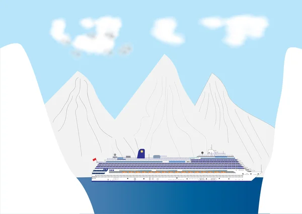 Fiord Cruise Liner — Stok Vektör