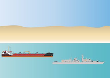 Oil Tanker and Warship clipart