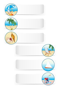 Collection of sea theme vacation travel icons clipart