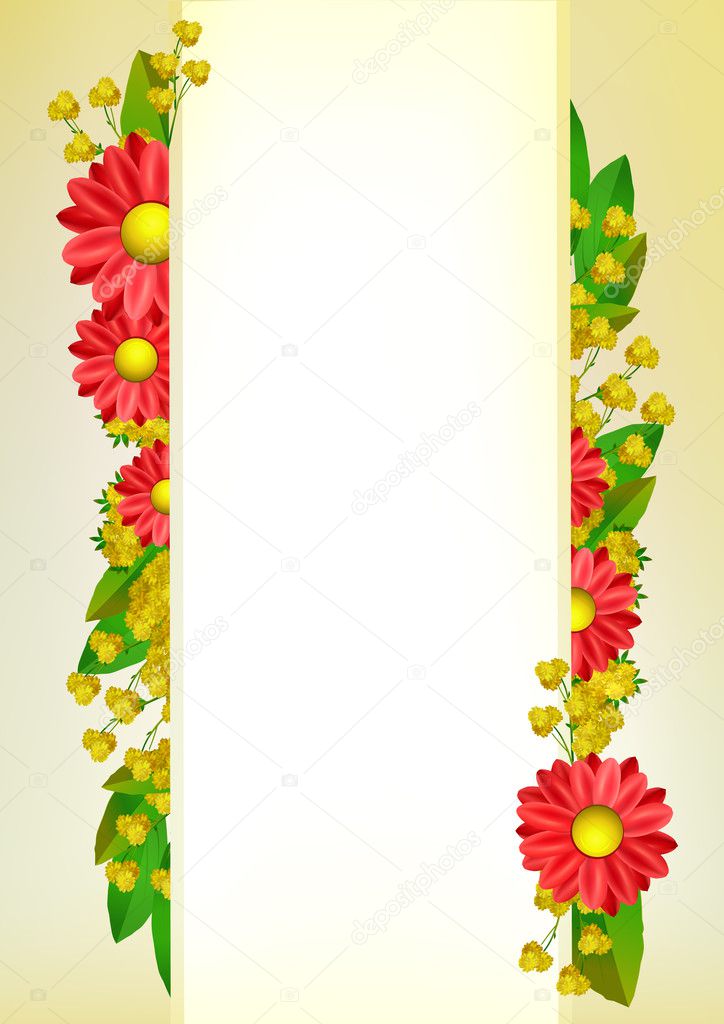 Red flower background frame with place for text