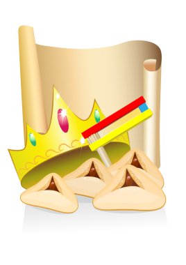 Purim cakes and crown with place for text clipart